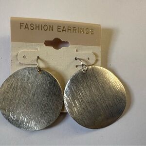 Silver Brushed Disc Earrings Modern Jewelry